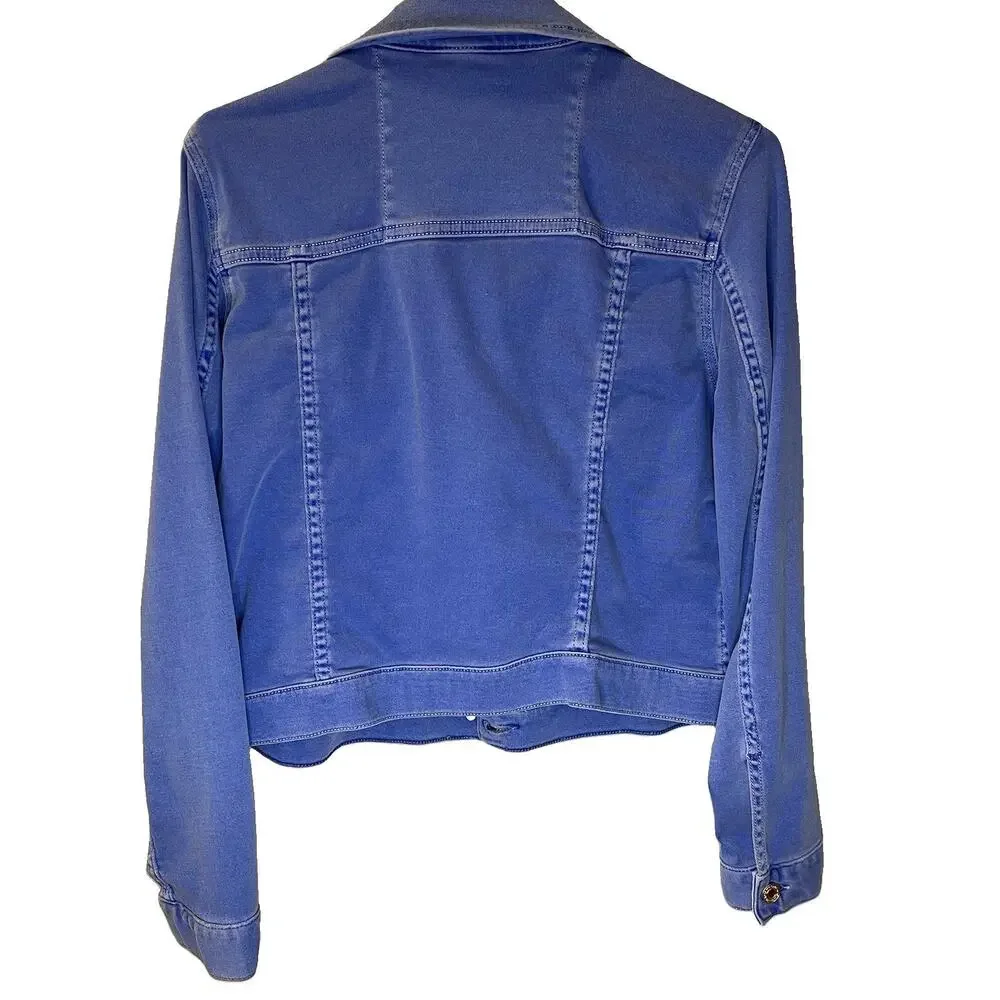 Michael Kors MK Women's Oxford Blue Jacket Size M Button Front Collared Pockets